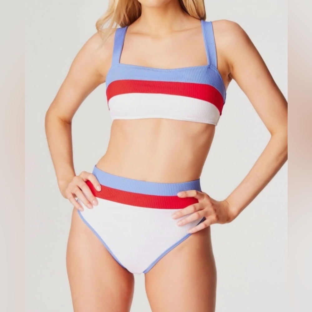 Jessica Simpson Red, Blue, and White Bikini Set